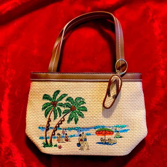 Etienne Aigner Bags Etienne Aigner Leather And Straw Beach Scene